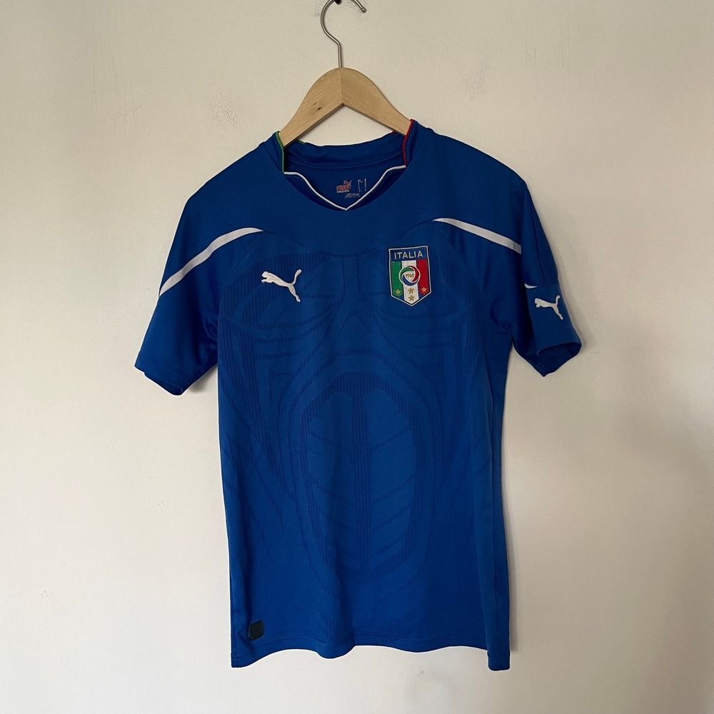 Puma Italy FIGC Soccer Jersey Blue Gli Azzurri Men Size M Short Sleeve